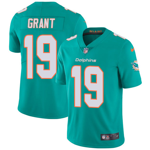 Nike Miami Dolphins 19 Jakeem Grant Aqua Green Team Color Men Stitched NFL Vapor Untouchable Limited Jersey